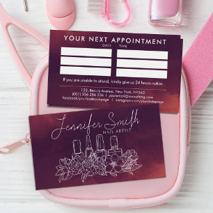 Nail Artist - floral line art illustration Business Card