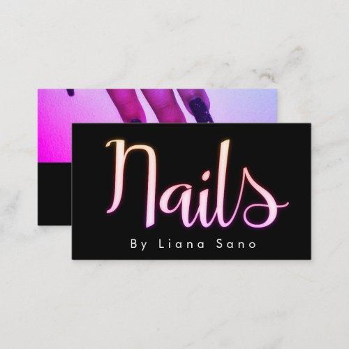 Nail Artist Glow Script and Photo Salon Pink Business Card