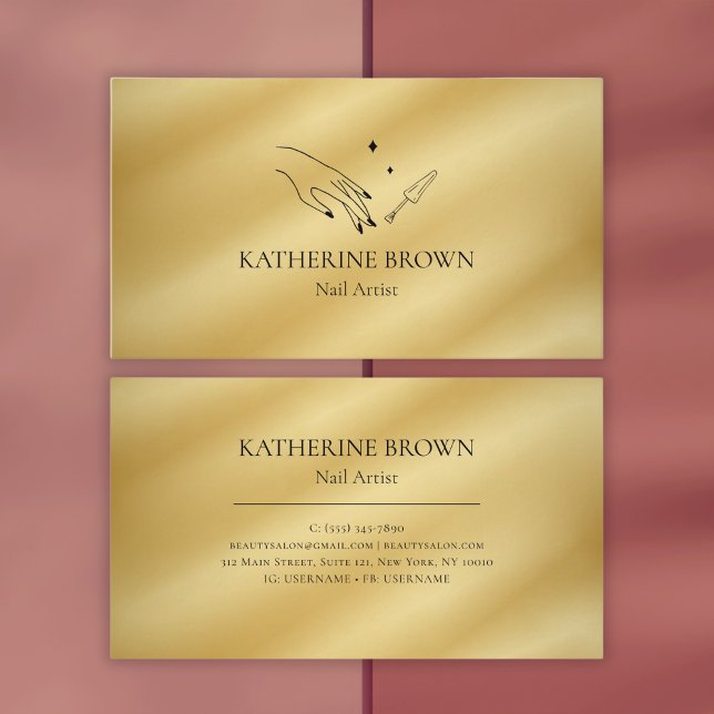 Nail Artist Gold Professional Beauty Salon Business Card (Luxury Gold Nail Artist Business Card – Elegant & Professional Design)