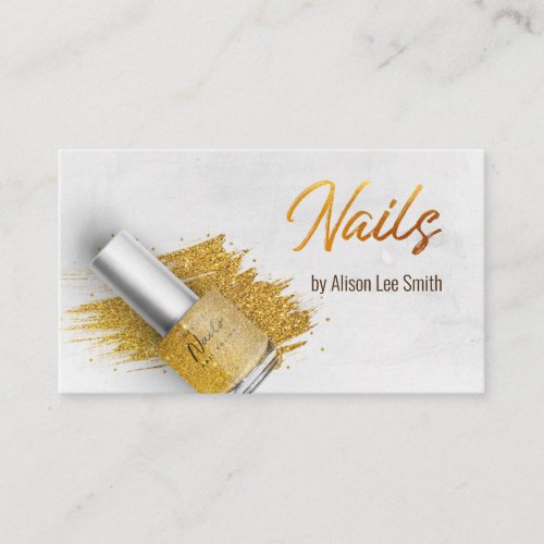 Nail Artist golden polish Business Card