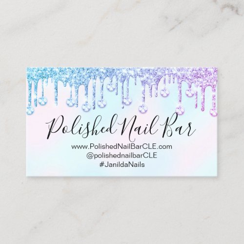 Nail Artist Holograph Diamond  Drips Pink Blue Business Card