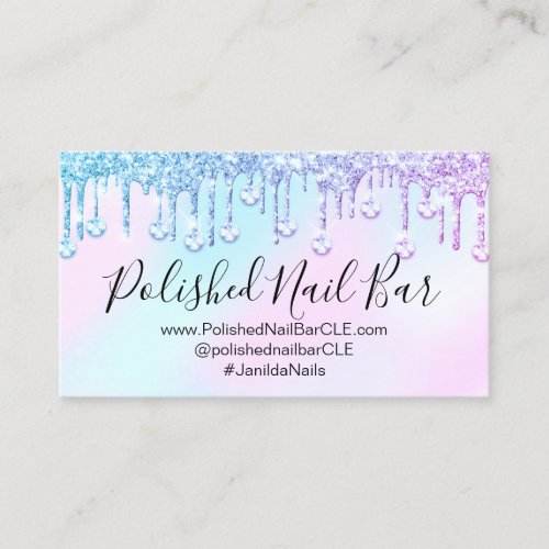 Nail Artist Holograph Diamond  Drips Pink Diamond Business Card