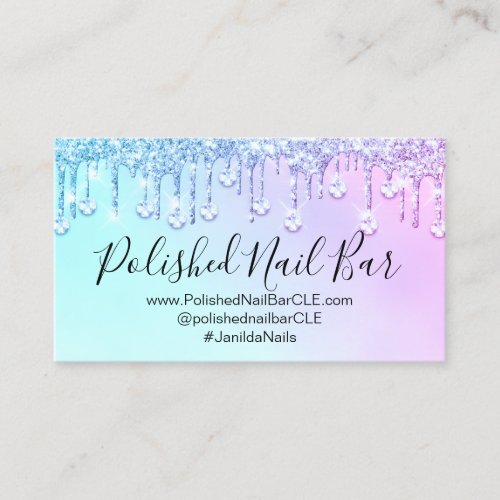 Nail Artist Holograph Diamond  Drips Pinky Diamond Business Card