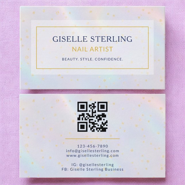 Nail Artist Holographic Business Card (Creator Uploaded)
