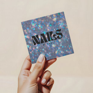 Nail Artist Holographic Glitter Opal Square Business Card