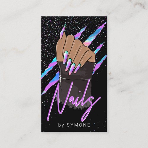 Nail Artist Holographic Modern Glam  Business Card