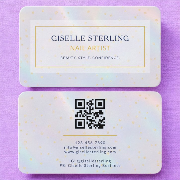 Nail Artist Holographic QR Code Business Card