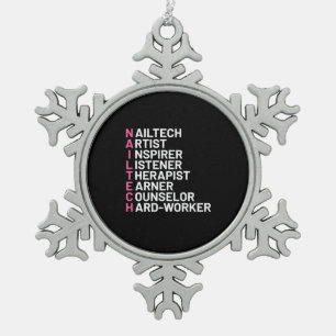 Nail Artist Inspirer Snowflake Pewter Christmas Ornament