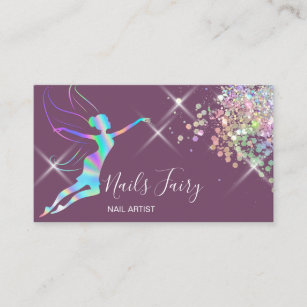 Nail Artist Manicure Beauty Sparkling Holograph Business Card