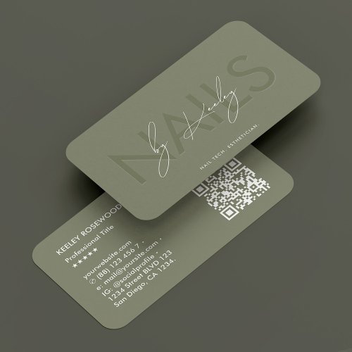 Nail Artist Manicurist Nail Tech Sage Modern Business Card