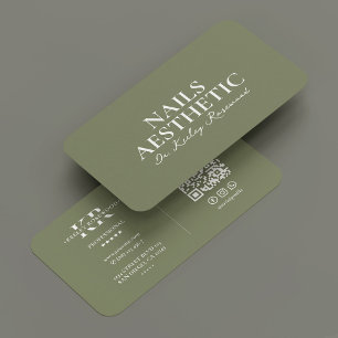 Nail Artist Minimal Nail Tech Manicurist Sage Business Card