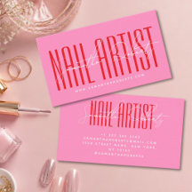 Nail artist modern typography script pink