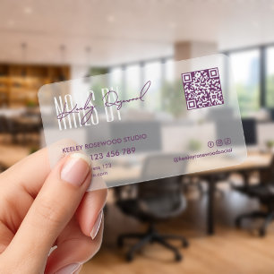 Nail Artist Nail Technician Transparent QR Clear Business Cards