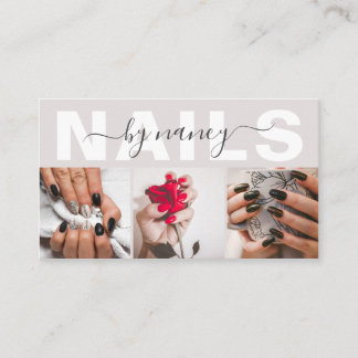 Nail Artist Photo Collage Qr Code Logo Pearl Pink Business Card