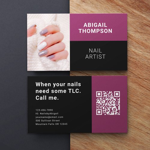 Nail Artist Photo QR Code Business Card