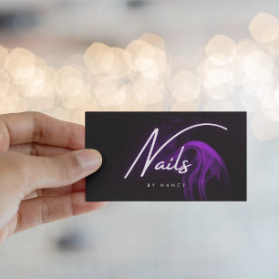 Nail Artist Purple Smoke Neon Business Card
