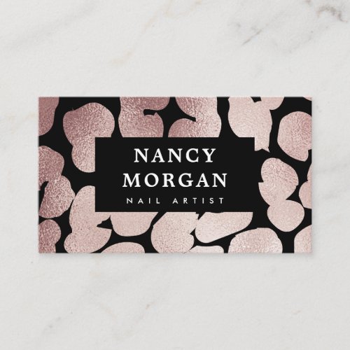 Nail Artist Rose Gold Glitter Cheetah Business Card