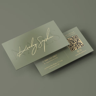 Nail Artist Sage Minimal Nail Technician Gold Foil Business Cards