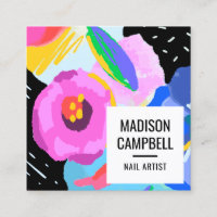 Nail artist salon abstract floral brushstrokes art