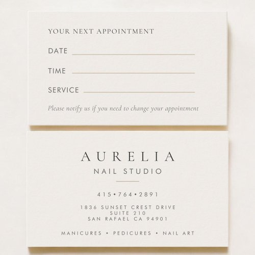 Nail Artist Salon Appointment Card