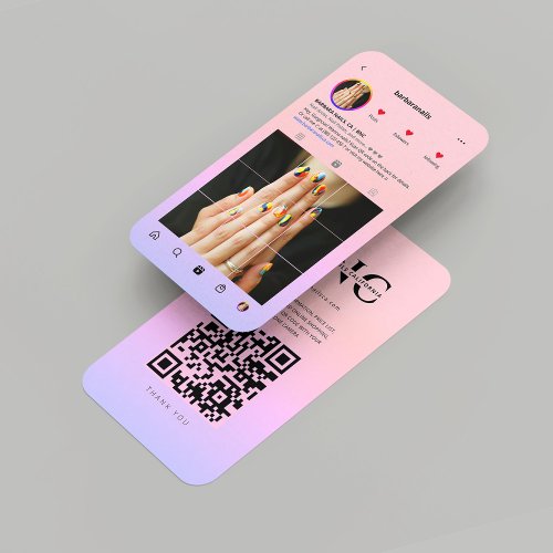 Nail Artist Salon Pink Purple Instagram Modern  Business Card
