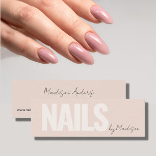 Nail Artist Salon Pink Typography Mini Business Card