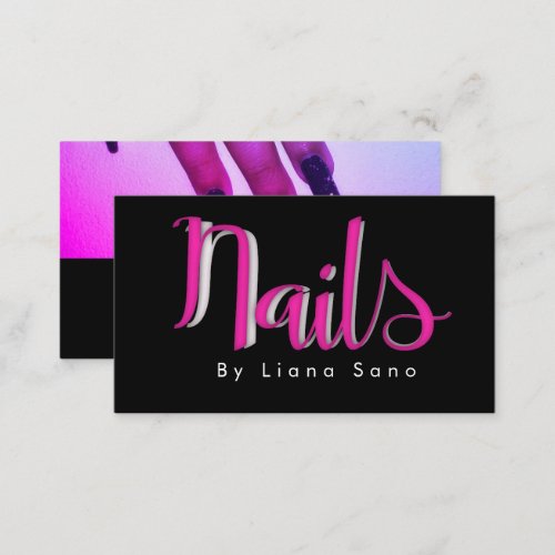 Nail Artist Script and Photo Salon Pink Business Card