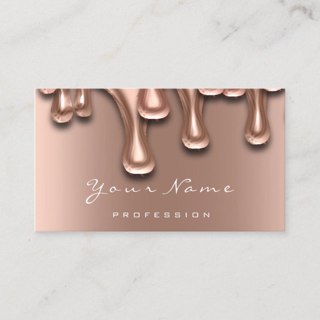 Nail Artist Studio Drips Rose Modern Business Card (Front)