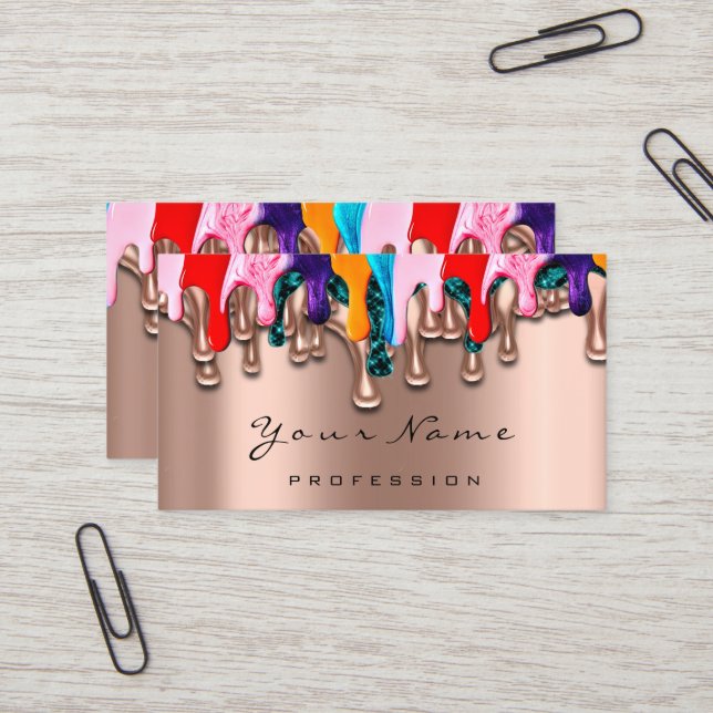 Nail Artist Studio Drips Rose Wax Epilation Makeup Business Card (Front/Back In Situ)