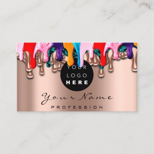 Nail Artist Studio Drips Rose Wax Logo Business Card