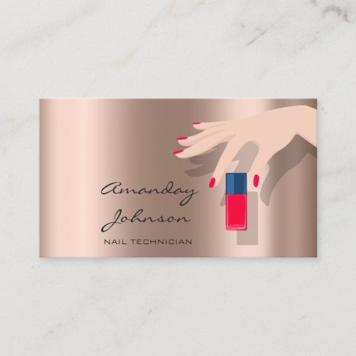 Nail Artist Studio Red Manicure Holographic Rose Business Card
