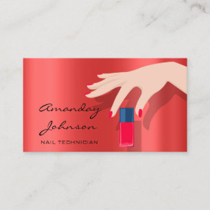 Nail Artist Studio Red Manicure Pedicure Modern Business Card