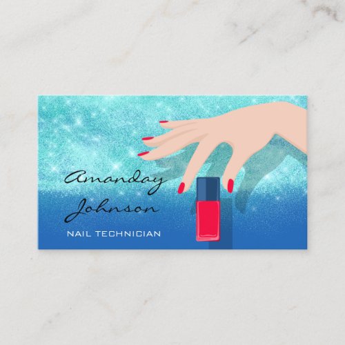 Nail Artist Studio Red Manicure Pedicure Ocean Business Card