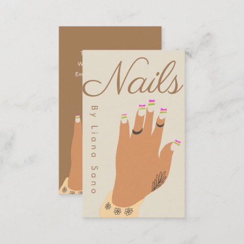 Nail Artist Tattoo Hand Illustration Business Card