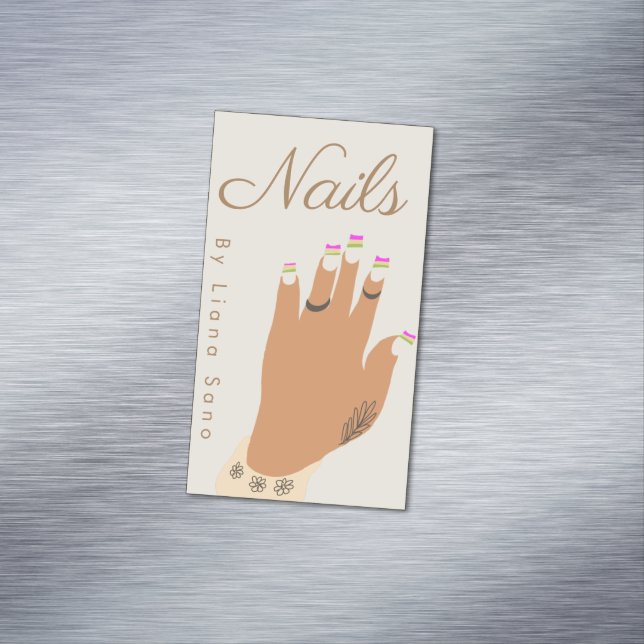 Nail Artist Tattoo Hand Illustration Business Card Magnet (In Situ)