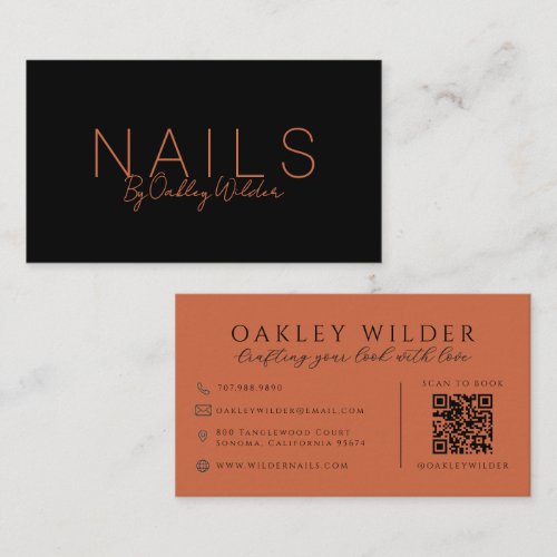 Nail Artist Terracotta QR Code Business Card