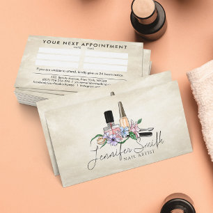 Nail Artist - Watercolor floral illustration Business Card