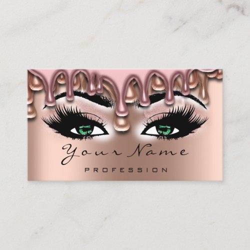 Nail Artist Wax Drips Rose Lash Makeup Pink Green Business Card