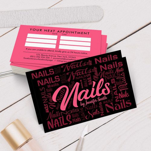 Nail Artist Word Art _ Amaranth Pink Business Card
