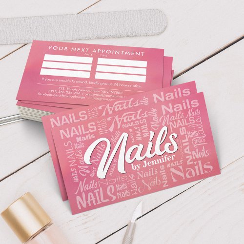 Nail Artist Word Art _ Gentle Pastel Rose Business Card
