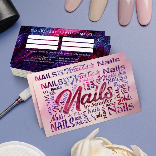 Nail Artist Word Art _ Glitter Polish Texture Business Card