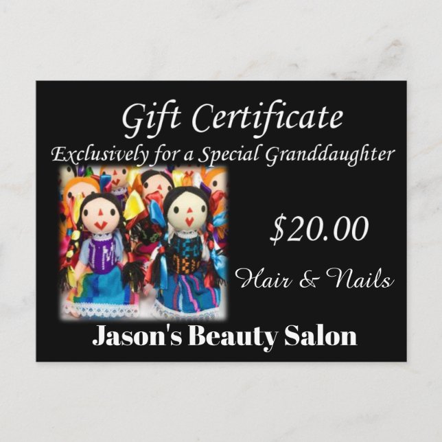Nail & Beauty Salon, Barbershop, Gift Certificates Postcard (Front)