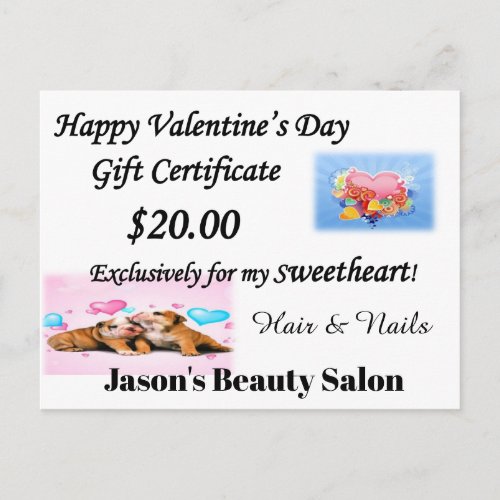 Nail  Beauty Salon Barbershop Gift Certificates Postcard