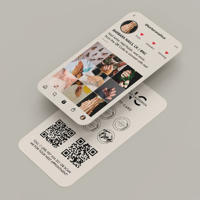 Nail Beauty Salon Manicurist Beige Tan IG Loyalty  Business Card (Creator Uploaded)