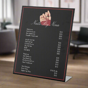 Nail Beauty Salon Manicurist Black & Red Price Pedestal Sign