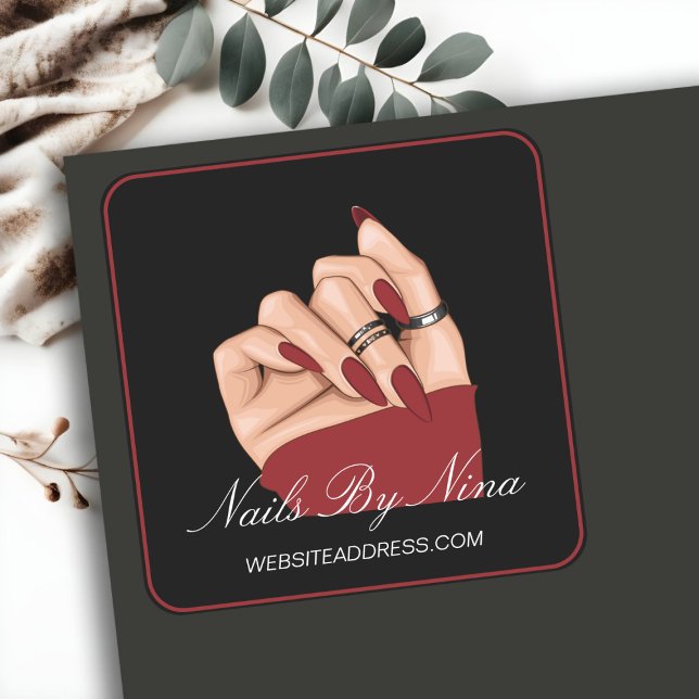 Nail Beauty Salon Manicurist Branded Promotional Square Sticker (Creator Uploaded)