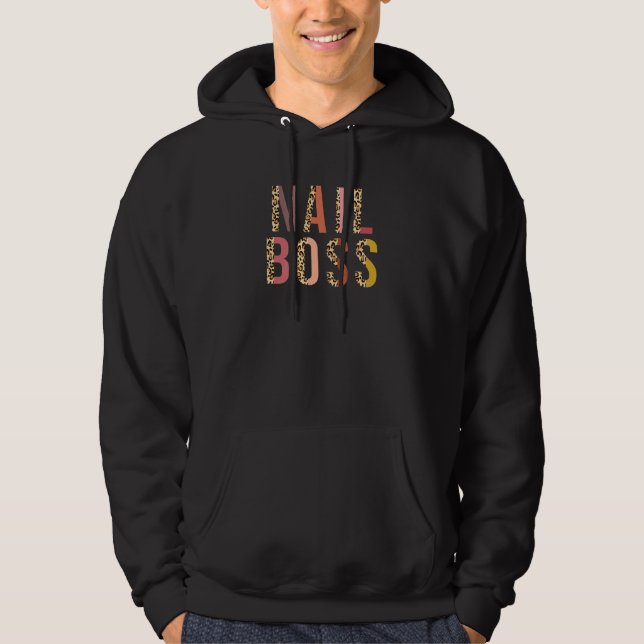 Nail Boss Leopard Nail Art  Nail Teach Hoodie (Front)