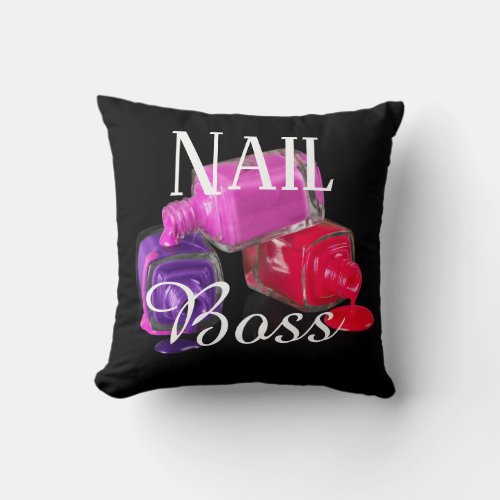 Nail Boss Make up Beauty Business Babe Polish Throw Pillow