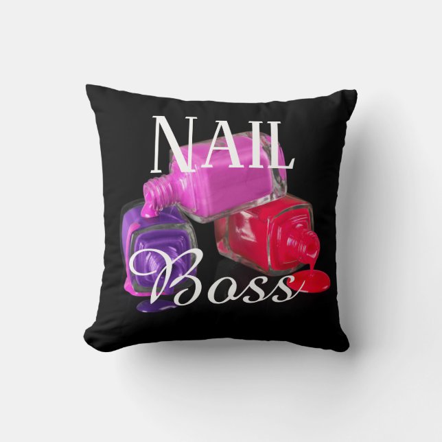 Nail, Boss, Make up Beauty Business, Babe, Polish Throw Pillow (Front)
