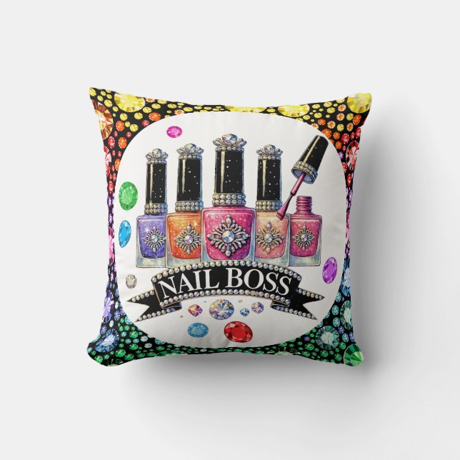 NAIL BOSS - See Back! Throw Pillow (Front)